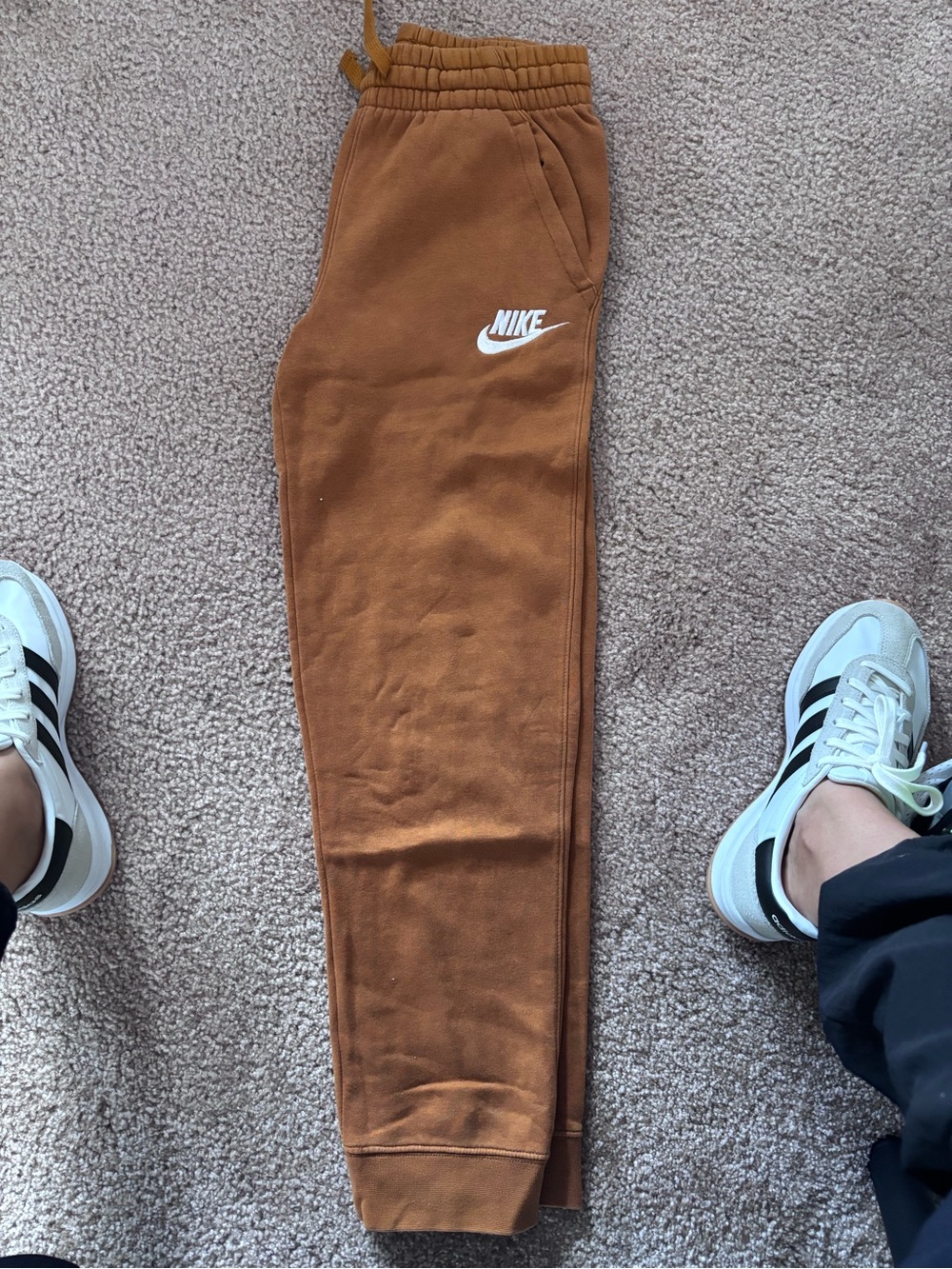 Nike Kids Brown Jogger Sweatpants with White Swoosh